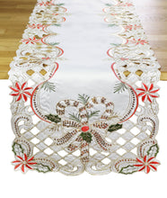 Load image into Gallery viewer, Holly Bow Christmas Design Ivory Table Runner
