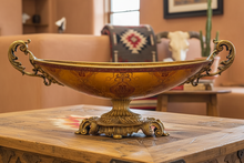 Load image into Gallery viewer, Gilded Glass Pedestal Oval Bowl  ￼
