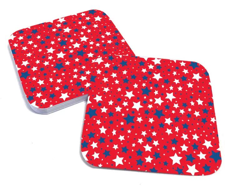 Red White & Blue Stars Paper Coasters