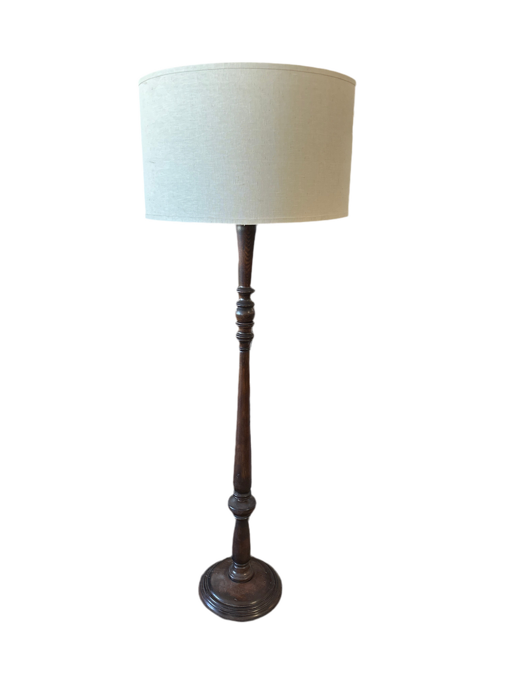 Wood Floor Lamp with Wide Shade