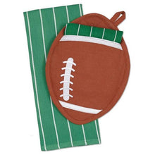 Load image into Gallery viewer, Game Day Football Potholder/Kitchen Dish Towel Gift Set
