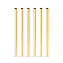 Load image into Gallery viewer, Reusable Gold-Plated Stainless Steel Lowball Straws- S/6
