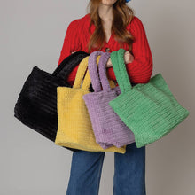 Load image into Gallery viewer, Large Fuzzy Tote Bag-Black

