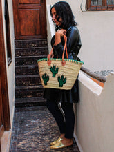 Load image into Gallery viewer, Cactus Straw Tote Handbag
