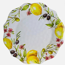 Load image into Gallery viewer, Lemons/Olive Branches Melamine Plates - S/4
