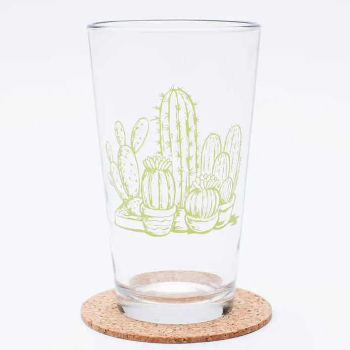 Screen Printed Cactus Glassware