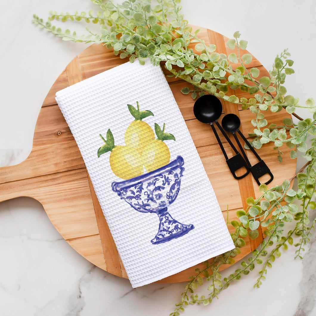 Chinoiserie Lemon Bowl Kitchen Dish Towel