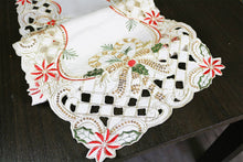 Load image into Gallery viewer, Holly Bow Christmas Design Ivory Table Runner
