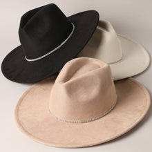 Load image into Gallery viewer, Rhinestone Flat Brim Suede Fedora Hat Collection
