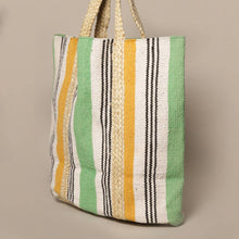 Load image into Gallery viewer, Striped Jute Braided Tote Bag
