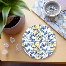 Load image into Gallery viewer, Mediterranean Lemon Coasters | Coastal Blue &amp; Yellow Accents Collection
