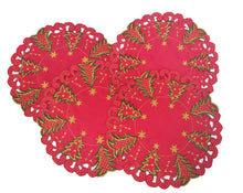 Load image into Gallery viewer, Red Embroidered Christmas Placemat
