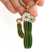 Load image into Gallery viewer, Blooming Saguaro Cactus Enamel Keychain
