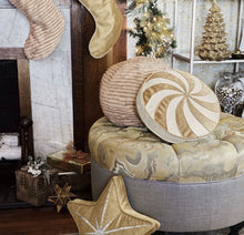 Load image into Gallery viewer, Peppermint Swirl Tinsel Decor Pillow
