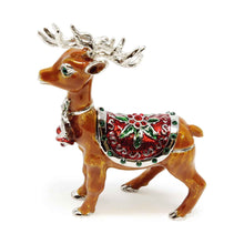 Load image into Gallery viewer, Hand Painted Reindeer with Crystals Trinket Box
