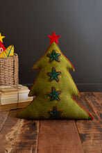 Load image into Gallery viewer, Green Felt Christmas Tree Pillow
