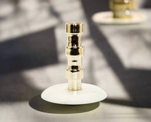 Load image into Gallery viewer, Gold Taper Candle Holder/Marble Base

