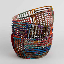 Load image into Gallery viewer, Recycled Sari Wrapped Wire Basket
