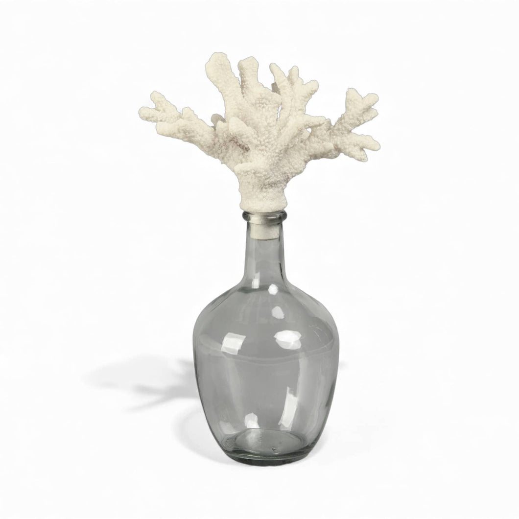 16in Smoky Bottle w/Coral Stopper