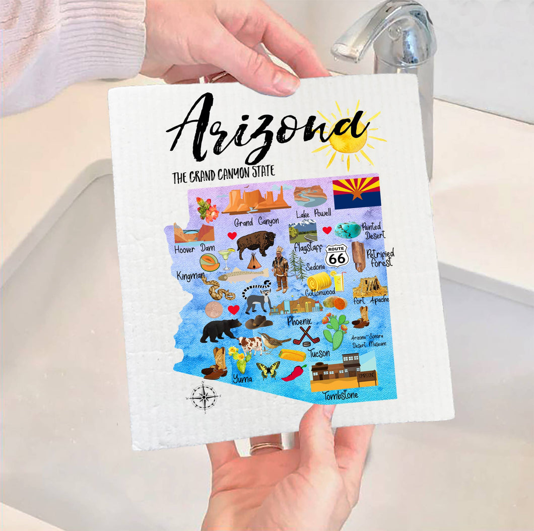 Arizona State Map Swedish Cloth