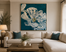 Load image into Gallery viewer, Original Golden Flower Teal Painting

