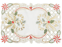 Load image into Gallery viewer, Holly Bow Christmas Design Ivory Placemat
