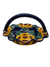 Load image into Gallery viewer, Blue Ceramic Sunflowers Basket

