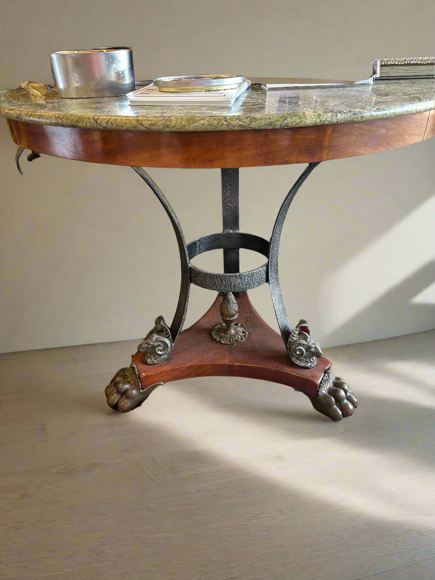 Round Green Marble Top Table