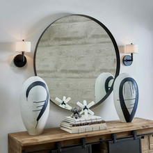 Load image into Gallery viewer, 48” Matte Black Round Iron Frame Mirror
