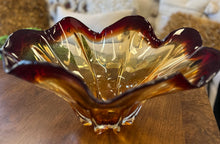 Load image into Gallery viewer, Ombré Red Glass Wavy Vase
