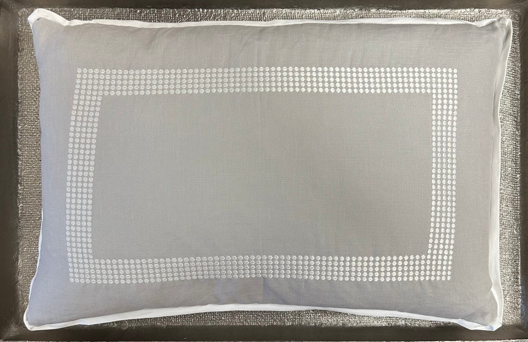 Gray Linen Embroidered White Dot Collection