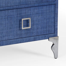 Load image into Gallery viewer, Blue Woven Raffia 3-Drawer Chest
