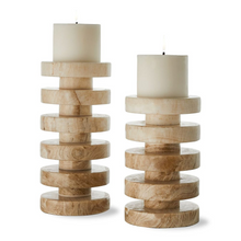 Load image into Gallery viewer, Onyx Stone Candle Holders- S/2
