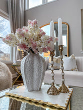 Load image into Gallery viewer, Gold Candle Holder White and Gold Beaded Stem
