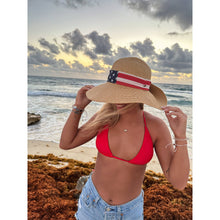 Load image into Gallery viewer, USA Ribbon Wide Brim Sun Hat
