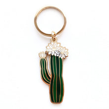 Load image into Gallery viewer, Blooming Saguaro Cactus Enamel Keychain
