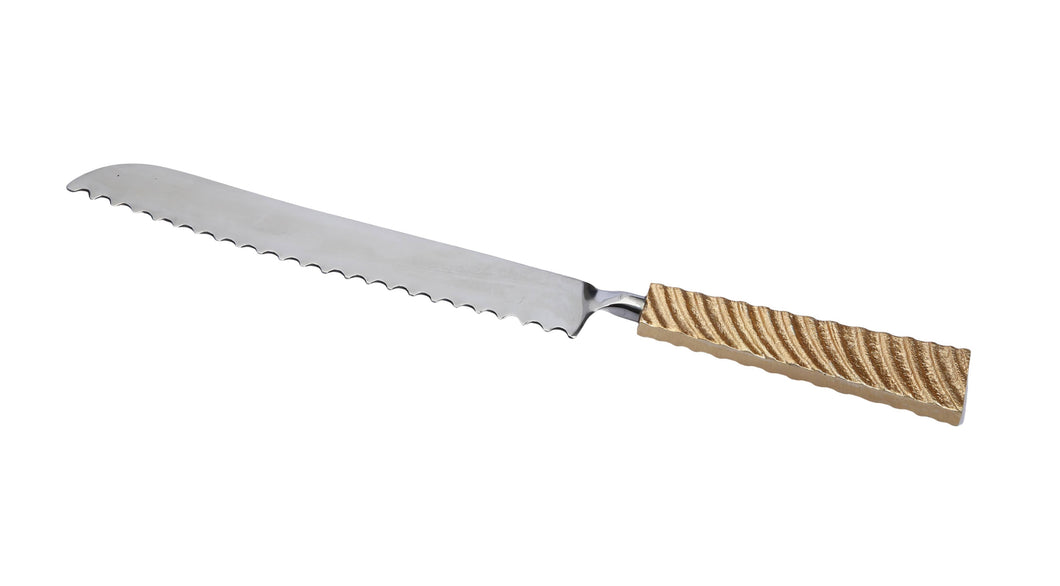 Cake Knife with Gold Wavy Handle
