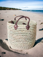 Load image into Gallery viewer, Wicker Tote W/ Leather Handles
