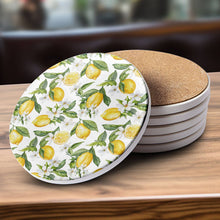 Load image into Gallery viewer, Mediterranean Lemon Coasters | Coastal Blue &amp; Yellow Accents Collection
