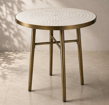 Load image into Gallery viewer, 27.5” Round Outdoor Gold &amp; Tile Bistro Table

