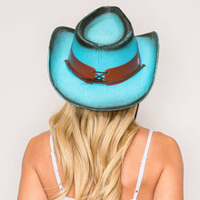 Load image into Gallery viewer, Turquoise Floral Woven Cowboy Hat
