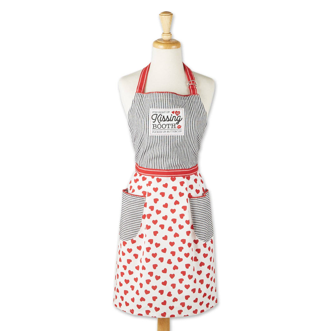 Kissing Booth with Hearts Embellished Apron