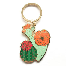 Load image into Gallery viewer, Blooming Cactus Enamel Keychain
