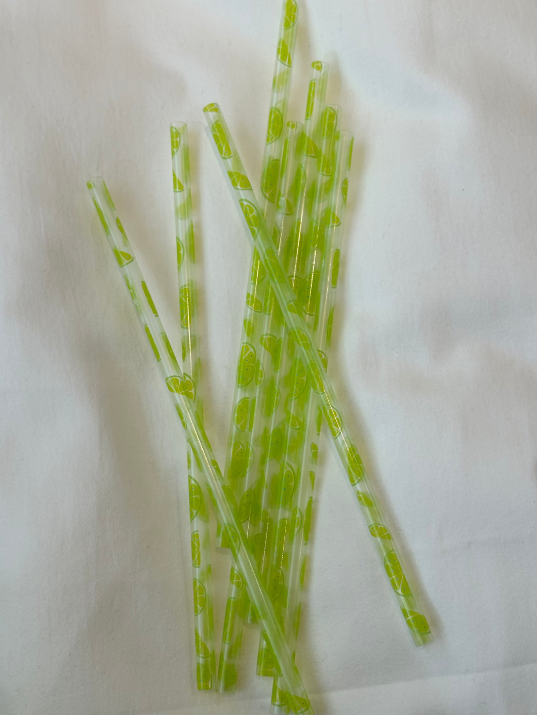 Lime Print Straw