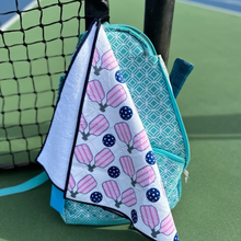 Load image into Gallery viewer, Pink &amp; Navy Pickleball Microfiber/Cotton Athletic Towel
