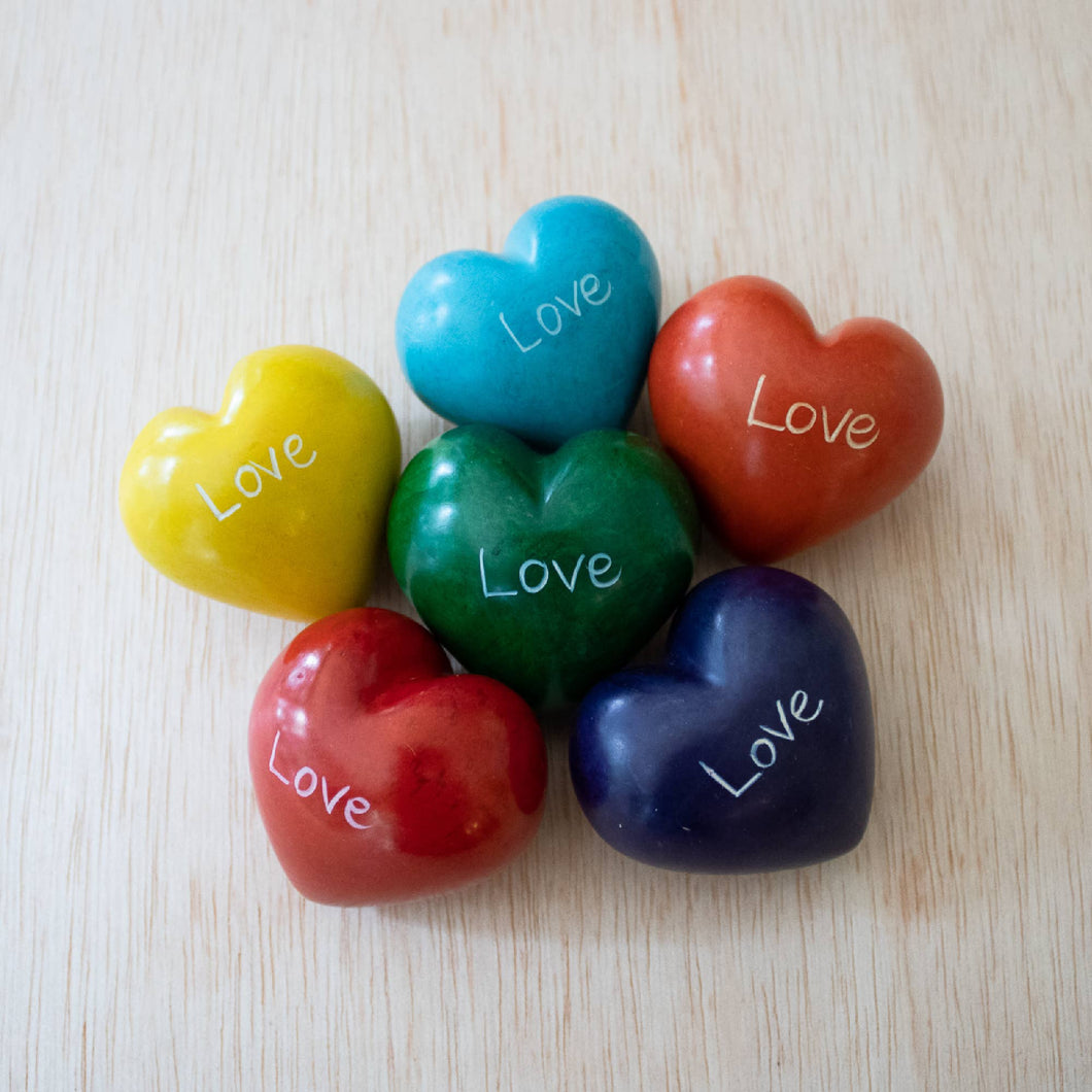 Colorful Hand-Carved Stone Love Heart