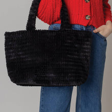 Load image into Gallery viewer, Large Fuzzy Tote Bag-Black
