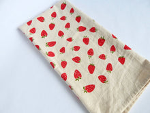 Load image into Gallery viewer, Strawberry Hand Printed Kitchen Dish Towel
