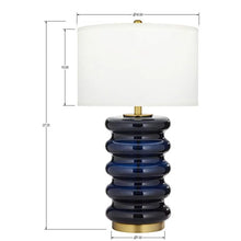 Load image into Gallery viewer, Evan Navy Glass &amp; Brass Lamp
