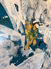 Load image into Gallery viewer, Original Golden Flower Teal Painting
